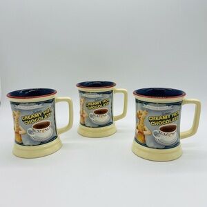 THE POLAR EXPRESS CREAMY HOT CHOCOLATE MUG SET OF 3 CREAM/BLUE COLORS